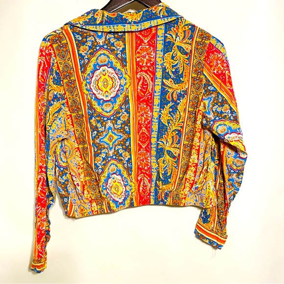 Rachel Zoe Womens Paisley Collared Long Sleeve Wrap Blouse Size L - Picture 3 of 3